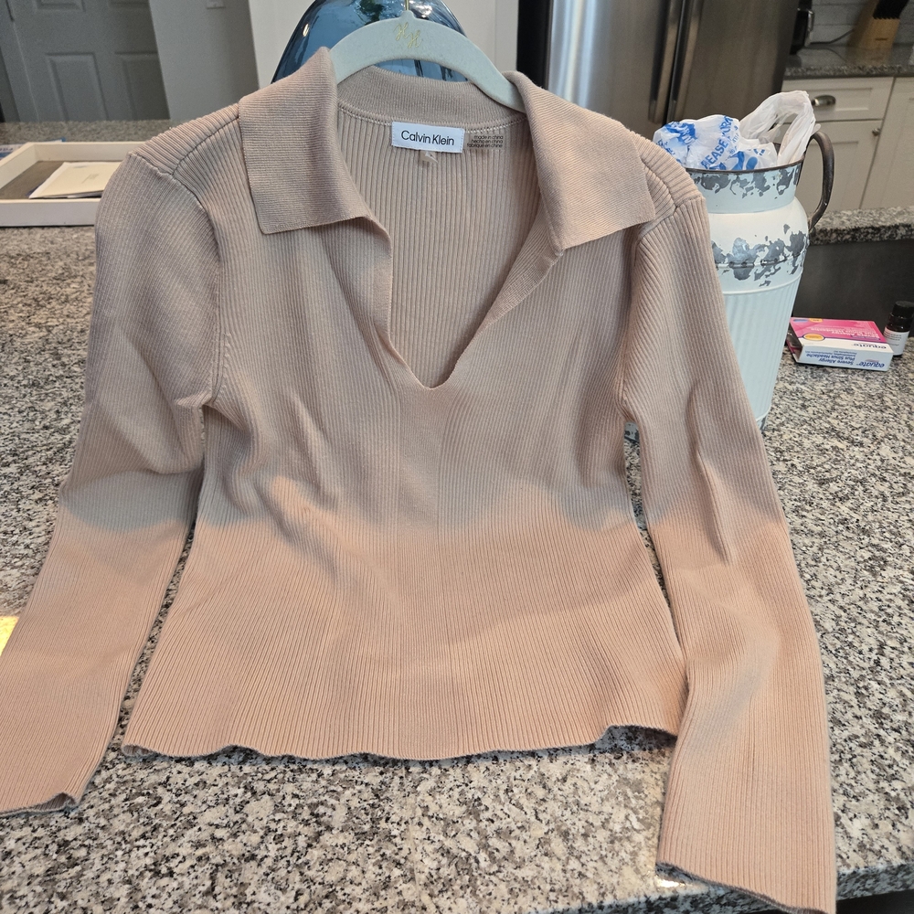 Calvin Klein Light Tan Ribbed Top
